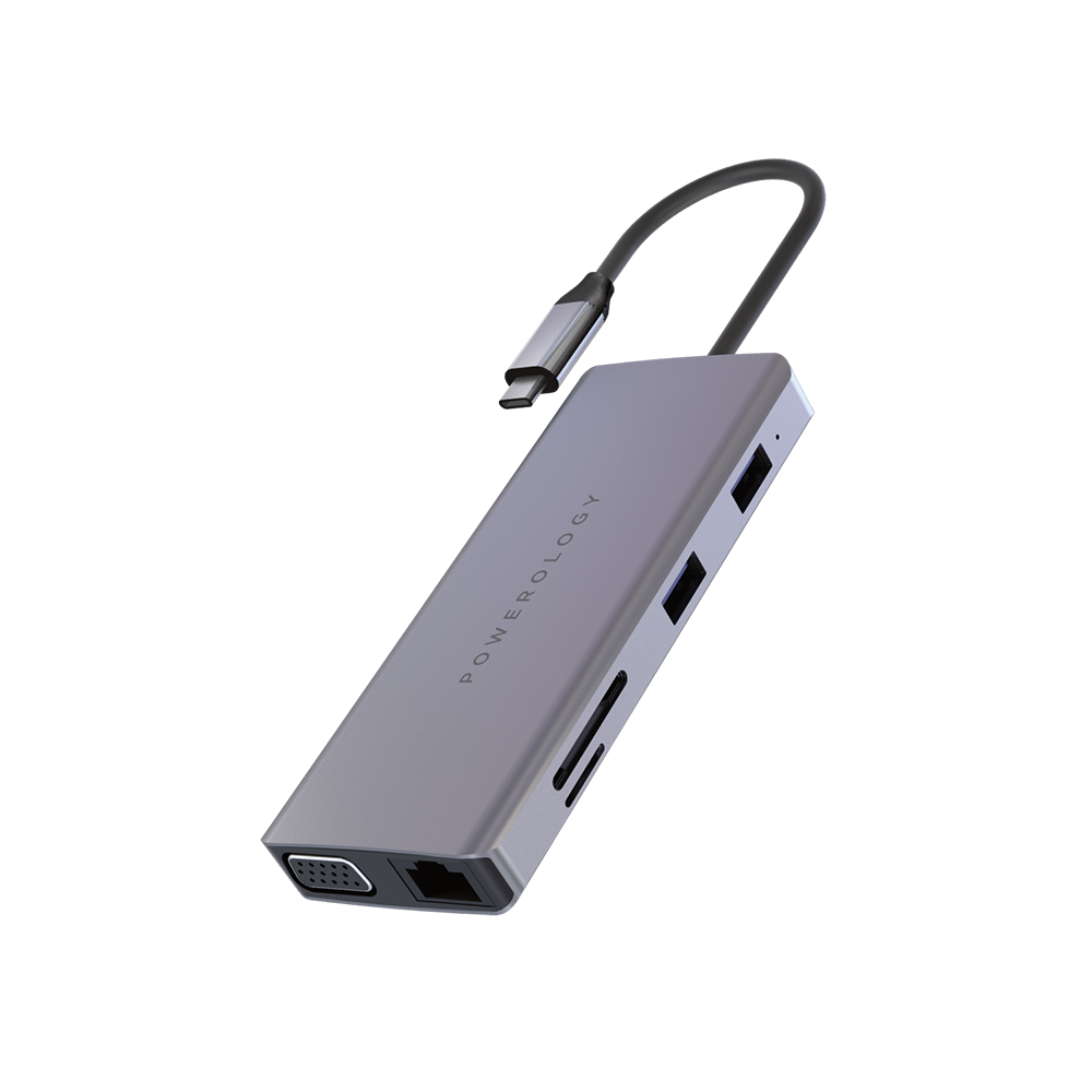 Powerology 11 in 1 USB-C Hub Ethernet & HDMI VGA (6849188888639)