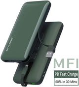SYNLOGIC Portable Charger 10000mAh 18W PD Power Bank Built-in MFi Lightning Cable, High Speed External Battery Charging for iPhone 11 Xs Max X 8 AirPods Pro, Android Phone Tablet etc - Custom Mac BD (4460995379263)